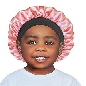 Little Dreamer Pink Satin Kids Bonnet Nighttime
